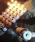 Off Grid Ready Portable Micro Hydroelectric Generator 100W for camping with bulbs lit by water-powered energy station outdoors
