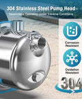 304 stainless steel pump head of 2HP Portable Shallow Well Pump For Home Use 1800 GPH Water Transfer Pump, highlighting corrosion resistance