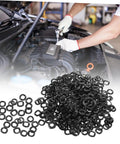 500 Pcs Wave Washer Assortment Kit for Home Auto and Shop, Heavy Duty Spring Washers That Evenly Distribute Load Across Bolts and Nuts, Durable Steel Gaskets, The Handy Workhorse for Mechanical Fixes; black washers in auto repair scene