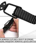 Large Quick Swap Bumper Clips Two Pack Delivers Rock Solid Spring Loaded Fasteners showing carbon fiber clip with built-in spring.
