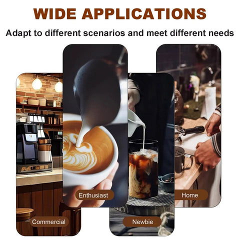 Professional Electric Espresso Tamper Machine With Heavy Duty Stainless Steel Coffee Press in various brewing setups.