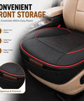 Top Tier Breathable Leather Front Seat Cushion With Plush Padding And Non Slip Grip For Tesla Cybertruck, showing storage pockets.