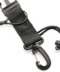 Anti Lost Scuba Diving Camera Lanyard With Spring Coil Rope Quick Release Buckle and clip, black PU+PP material, close-up view
