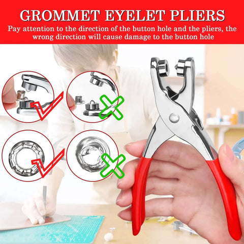 Complete 1200 Piece Pro Grade Grommet Eyelet Kit For Fabric And Leather Projects With Plier Hole Punch