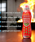 Real Deal Compact Fire Extinguishing Spray For Home And Vehicle Covers Ten Flame Types With Zero Sweat One Hand Operation and smooth non toxic bio blend in front of flames.