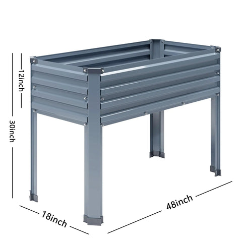 Heavy Duty Galvanized Raised Garden Bed With Legs For Outdoor Use 48 By 18 By 30 Inches Two Pack Metal Planter Box gray