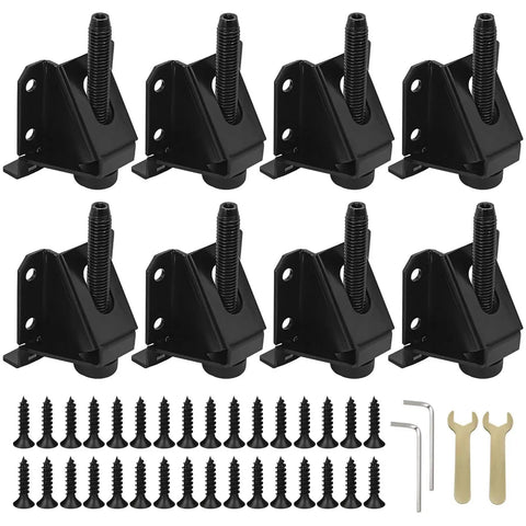 Heavy Duty Adjustable Leveling Feet for Furniture with screws and tools, 0-2 Inch Height Range, Hex Nut Locking Legs for Tables, Cabinets, Workbenches, and Shelving Units, Sturdy Iron Construction for Stable, Wobble-Free Setup