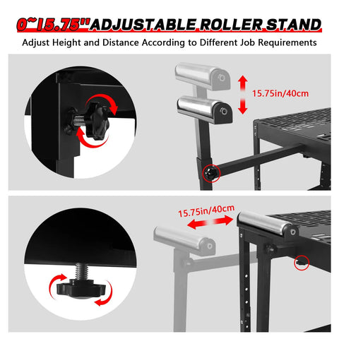 Heavy Duty Steel Power Tool Stand With Smooth Rolling Wheels And Height Adjustable Setup handles for various tasks, showing height adjust feature.