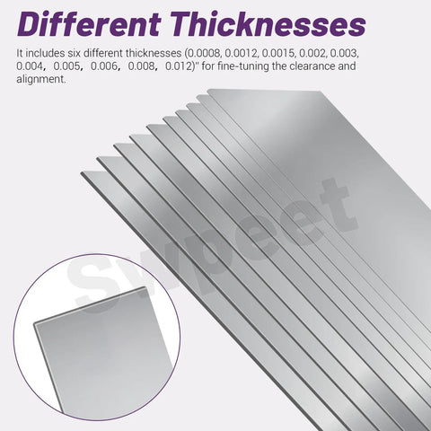 Ten Piece 304 Stainless Steel Shim Stock Kit One Inch By Six Inch By 0.004 Inch Thick For Precision Gaps And Cabinet Adjustments