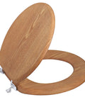 Round Wooden Toilet Seat With Metal Hinges Fits American Standard Toilets Easy To Install, Smooth Comfy Surface With Real Wood Veneer