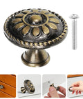 Pretty Dang Slick Antique Zinc Alloy Cabinet Drawer Pulls And Round Vanity Knobs For Kitchen Bathroom Bedroom Furniture Makeover Projects With High Quality Modern Classic Look. Vintage round knob with floral design in dark finish.