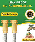Stainless Steel Garden Hose 3 Ft Heavy Duty Metal Water Hose with female to female fittings and leak-proof connectors.
