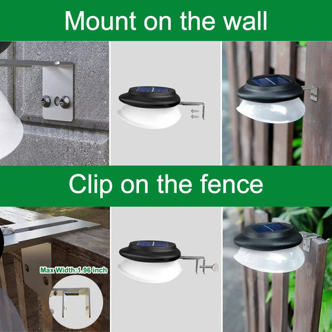 Solar Fence Lights Waterproof Outdoor Gutter Lights With Two Installation Methods For Deck Garden Porch Garage Wall Patio Backyard Warm White 6 Pack No Fuss Setup