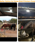 Solar Ceiling Light With Remote Control, Dimmable Daylight To Warm White, in horse stall and chicken coop, 1000 Lumen