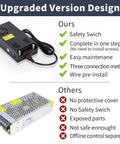 Beefy 360W 12V Power Supply Adapter 110V-240V AC To DC Converter comparison with focus on upgraded features and safety switch.