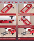 Pro Grade Door Hinge Mortising Jig with Red Aluminum Template Kit and Router Guide shown in step-by-step operation