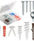 Drywall And Hollow-Wall Anchor Assortment Kit With Screws, Wall Anchors, Hooks, And Hollow-Door Toggle Anchors In A Plastic Organizer Case