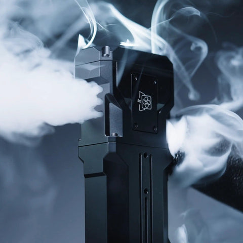 X1Pro Flashlight Removable Cooling Fan Replacement for Thermal Management shown with active cooling smoke effect.