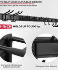 64 Inch Beast Of A Heavy Duty Garage Tool Organizer Wall Mount Rack System With Adjustable Hooks Anti Rust Alloy Steel 300 Lbs Capacity Easy Install Includes 4 Racks 10 Hooks 3 Straps with rubber-coated hooks and rust-resistant design.