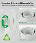 Detachable Filament Spool Holder For Bambu Lab 3D Printers A1 And A1 Mini showing rotatable recycled filaments tray