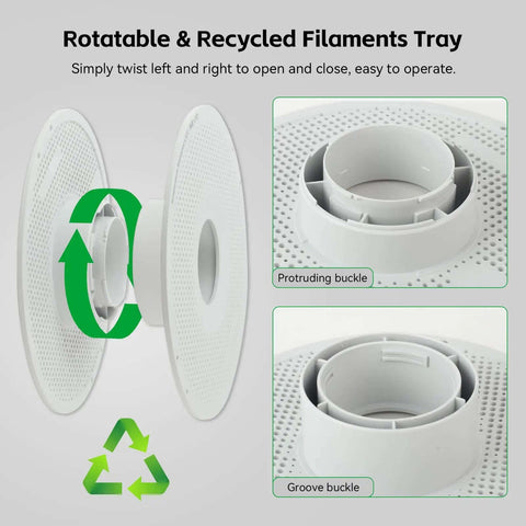 Detachable Filament Spool Holder For Bambu Lab 3D Printers A1 And A1 Mini showing rotatable recycled filaments tray