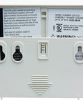 Back view of Carbon Monoxide Detector With Ten Year Battery Digital Display Three LEDs Replacement Indicator Peak Level Memory Two Pack