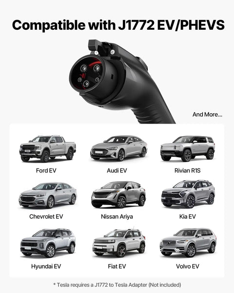 Level 2 Electric Vehicle Charger 32 Amp Adjustable With 25 Foot Cable Nema 14-50P Plug Lcd Display with EV compatibility