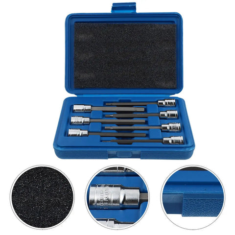 3 8 Inch Drive Badass Xxl Extra Long Bits Socket Wrench Set in blue case with silver sockets, ideal for deep impact nut drivers.