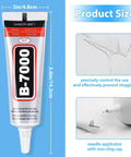 Ultra Versatile B-7000 Industrial Strength Glue For Rhinestones And Crafts, Heavy Duty Adhesive tube with size and applicator details