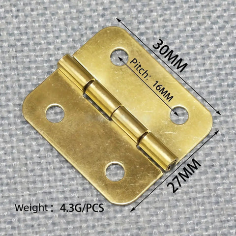 42 piece iron mini hinges set with rounded corners in yellow, 30x27mm, includes dope cast iron mounting hinges for cabinets and boxes