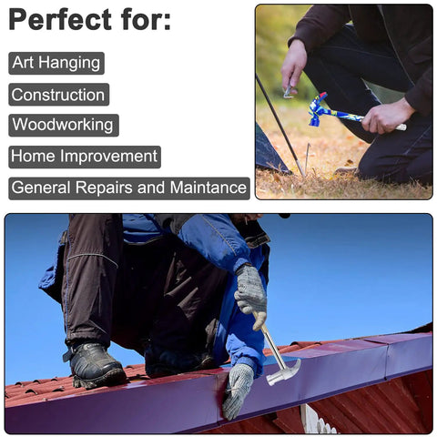 Person using 6 In 1 Mini Copper Hammer And Screwdriver Tool Set for repairs on a rooftop, perfect for construction and home improvement.