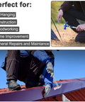 Person using 6 In 1 Multifunctional Floral Hammer And Screwdriver Tool Set With Claw Hammer for roof repair and tent setup.
