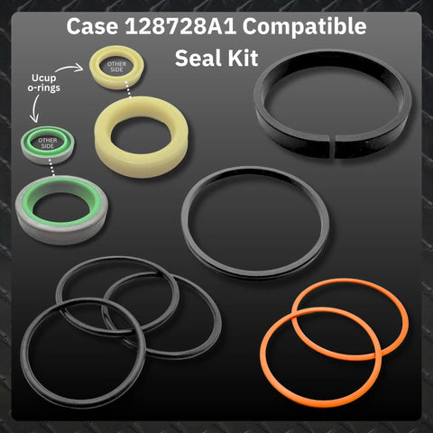 Top Shelf Drop In Replacement Hydraulic Cylinder Seal Kit Compatible With Case 128728A1 1.25 Inch Rod 2.5 Inch Bore Seals Up Leaks Fast For 480 Backhoes Loaders And Skid Steers