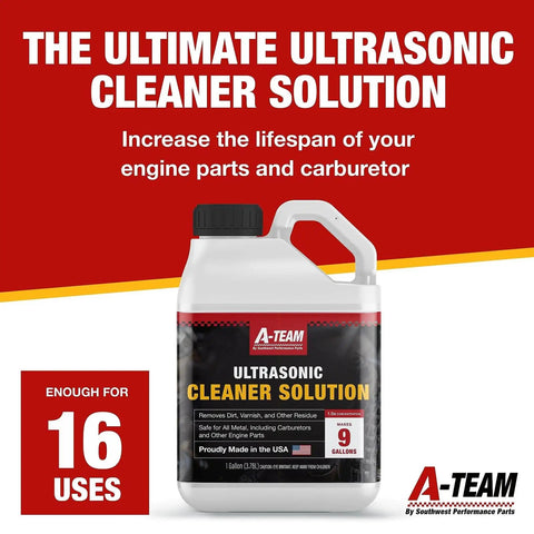 Top Shelf Ultrasonic Cleaner Solution One Gallon Concentrate for brutal carburetor and engine degreasing in a jug.