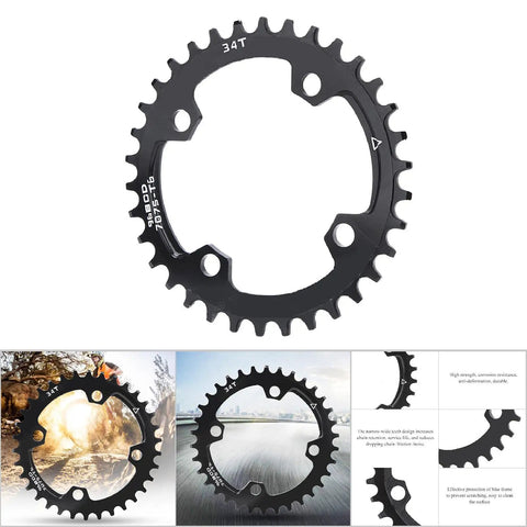 Close-up of 96 BCD Narrow Wide Mountain Bike Chainring 34T Aluminum Alloy Replacement For Smooth Shifts No More Chain Drops