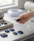 Super Cool 80PC Push To Connect Air Fittings Kit With Quick Pneumatic Tube Adapters For 4-12mm OD PE PU PVC Nylon Tubing And PBT Line Hoses, PBT fittings with clear tube