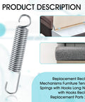 Heavy Duty 3 1 2 Inch Recliner Replacement Springs Two Piece Extension Tension Coils close-up of steel coil spring with hooks.
