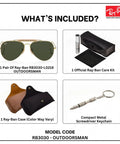 RB3030 Pilot Shape Non Polarized Shades For Men And Women With Green Lenses Unisex Eyewear Kit Included