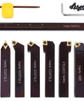 Front view of Accusize 3/4 in shank 9-piece indexable turning and boring tool set with TiN-coated C6 inserts for steel
