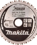 5-3/8 Inch 30-Tooth Carbide-Tipped Max Efficiency Saw Blade For Metal And General Purpose, front view, 0.043 Inch Kerf