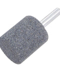 Close-up of a corundum aluminum oxide grinding head from Go To Mounted Abrasive Stone Set for rotary tool, showing 1/4-inch shank.