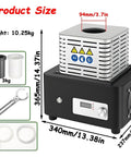 Beast Mode 1600 Celsius Gold Melting Furnace With 5kW Digital Display And 1kg To 3kg Capacity showing product dimensions
