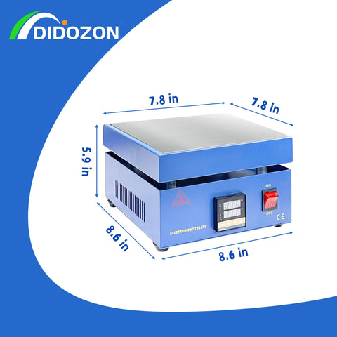 Powerful 850W Soldering Hot Plate With 110V LED Microcomputer Controller, blue 7.8x7.8 inch design, for rework and welding