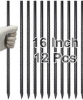 16 Inch Rebar Stakes For Concrete And Garden Projects, 54 Pack Heavy Duty Metal Spikes With Chisel Point End, 5/16 Inch Diameter Steel Anchors