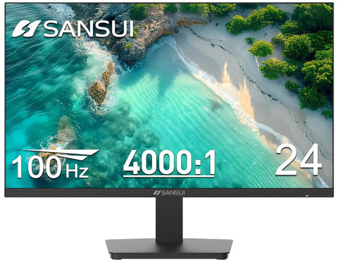 24 Inch 100Hz FHD Computer Monitor With FreeSync HDR HDMI 1.4 And Ergonomic Tilt For Home Office And Gaming Crisp Image For Movies And Multitasking For Everyday Use, front view