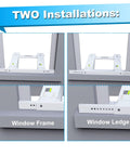 Drill Free Window Air Conditioner Bracket Heavy Duty Universal Fit No Drilling Required Easy Install, shown in two mounting methods