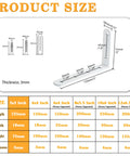 Diagram of 12 Pack Floating Shelf Brackets White Heavy Duty L Shaped Corner Braces 5x3 Inch Stainless Steel, product size dimensions.