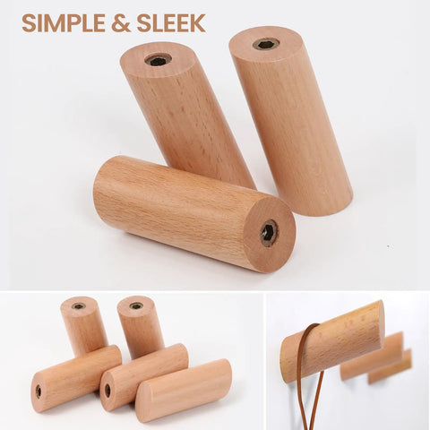 Heavy Duty Beech Wood Wall Hooks For Coats And Hats, Rustic Wall Mount Coat Rack Hangers For Bags, Towels And Purses