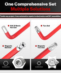 All In One Allen Wrench Set SAE Metric Torx Magnetic Ball End T Handle 27 Piece Kit For Home Auto DIY Pros Includes Magnetic Ball End Easy Grip Precise Hex And Torx Fit Heavy Duty Construction Magnetic Tip Keeps Bits In Place, red steel hex and Torx ends