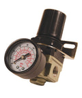 Mini Air Regulator With Steel Protected Gauge And Locking Knob 1/4 In NPT Regulates Downstream Pressure 1-145 Psi 60 SCFM At 100 Psi
